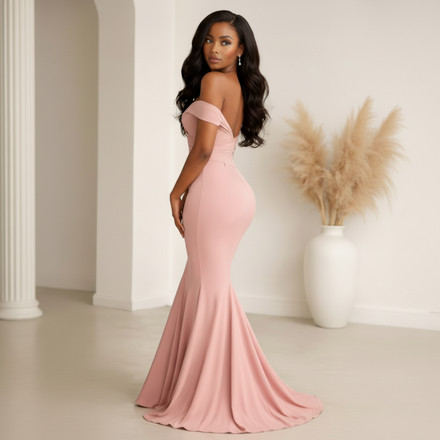 Pink Stretch Evening Dress
