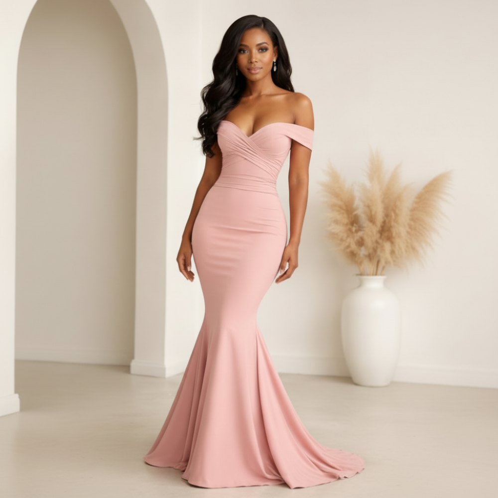Pink Stretch Evening Dress