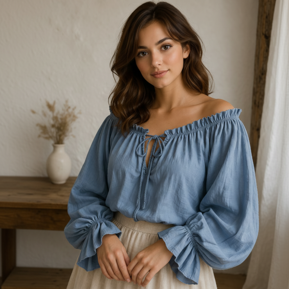 Blue Cotton Blouse