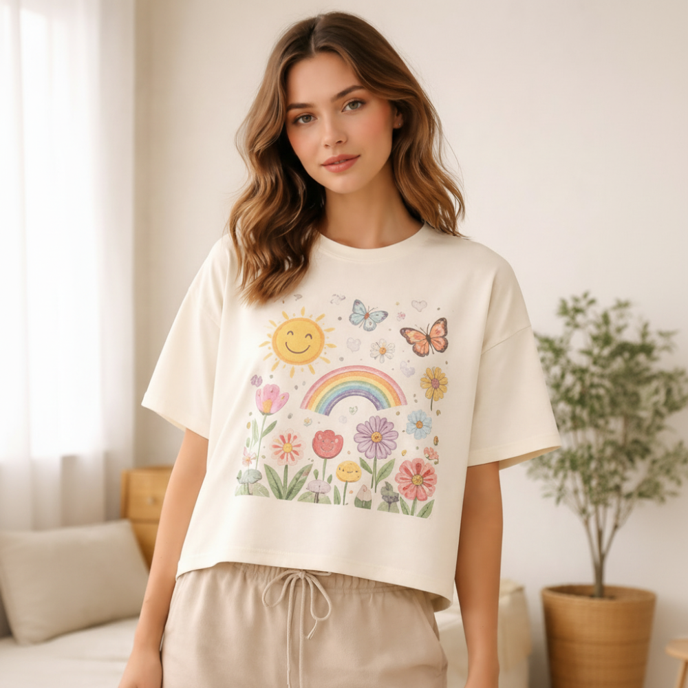 White Cotton Graphic T-Shirt